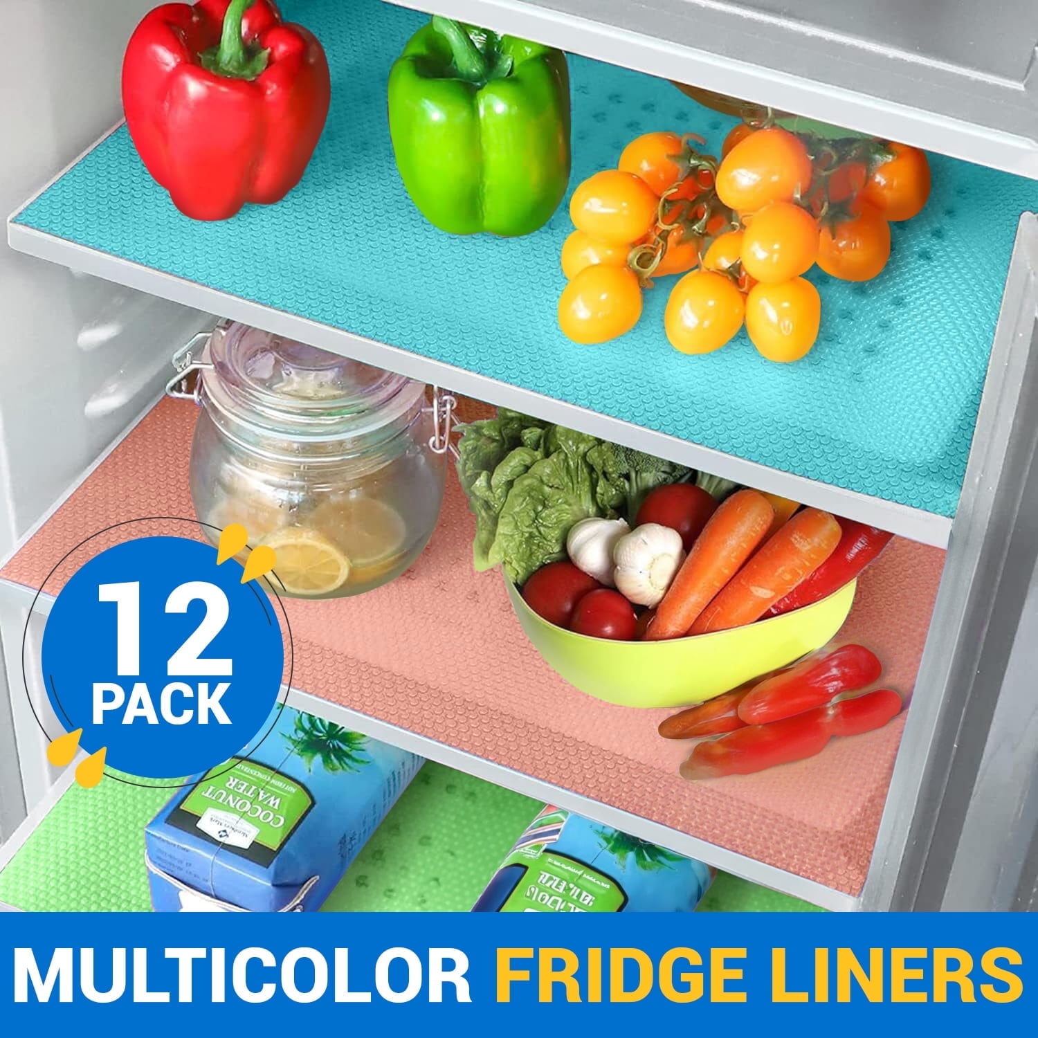 Linda’s Essentials 12 Pack Refrigerator Liners for Shelves 17.7