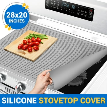 Linda’s Essentials 28x20 Inches Silicone Stove Top Covers for Electric Stove Gray - Glass Stove Top Cover