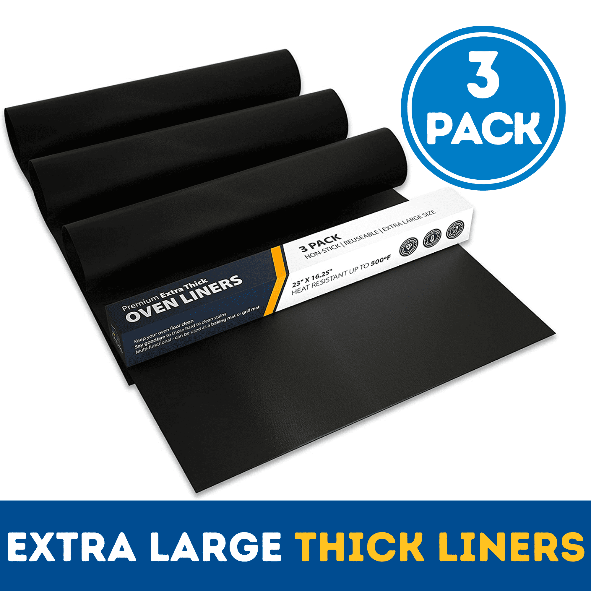 Linda’s Essentials 3 Pack Reusable Non Stick Oven Liner for Bottom of
