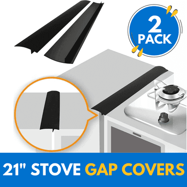 Linda’s Essentials Silicone Stove Gap Covers 2 Pack - Heat Resistant Stove Gap Filler - Non-Slip Gap Covers Between Stove and Counter - Easy to Clean Stove Gap Guard (21 Inches, Black)