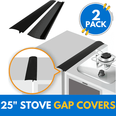 Linda’s Essentials Silicone Stove Gap Covers 2 Pack - Heat Resistant Stove Gap Filler - Non-Slip Gap Covers Between Stove and Counter - Easy to Clean Stove Gap Guard (25 Inches, Black)