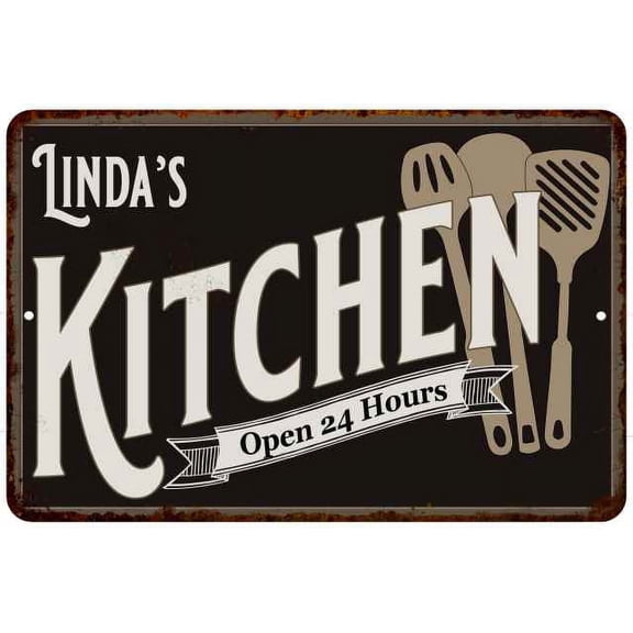 Linda's Kitchen Sign Metal Wall 8 x 12 High Gloss Metal 208120019006