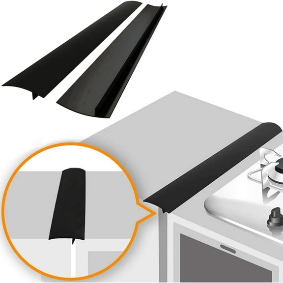 Linda's Stove Gap Covers (2 Pack), Heat Resistant Oven Gap Filler Seals Gaps Between Stovetop and Counter, Easy to Clean Stove Gap Guard (21 Inches, Black)