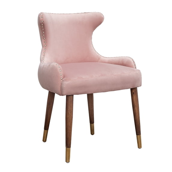 Lindale Contemporary Velvet Upholstered Nailhead Trim Accent Chair, Pink