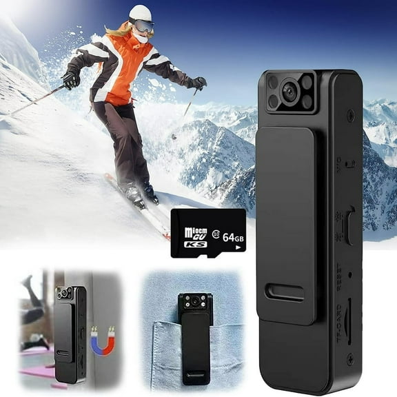 Lindbes New HD 1080P Noise Reduction Camera - 180° Rotatable Lens HD 1080P Body Worn Camera Convenient Back Clip Night Vision Recorder 8 Hours Video Recording (WiFi Version)