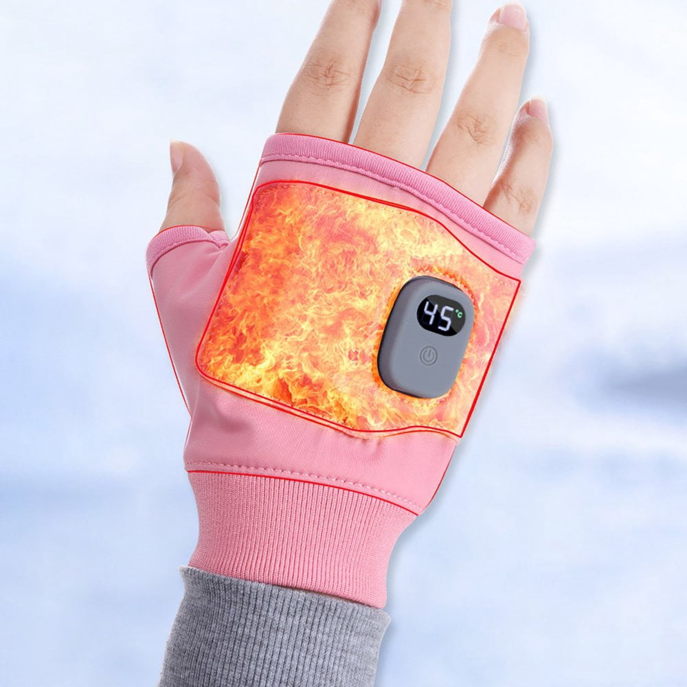 Lindbes Rechargeable Wireless Fingerless Heated Writing Gloves，Heated Work Gloves for Men and Women USB Heated Gloves Suitable for Work  Play  Ski  Bike  Hiking  Outdoor Adventure