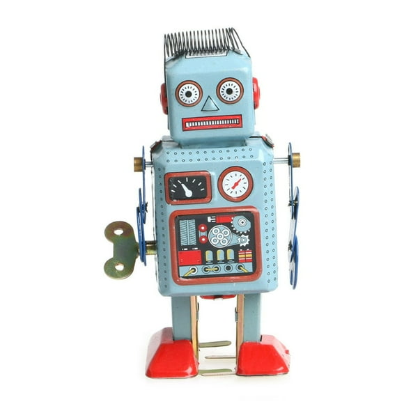 Lindbes Vintage Mechanical Clockwork Wind Up Walking Robot Tin Toy Kids Gift Collection