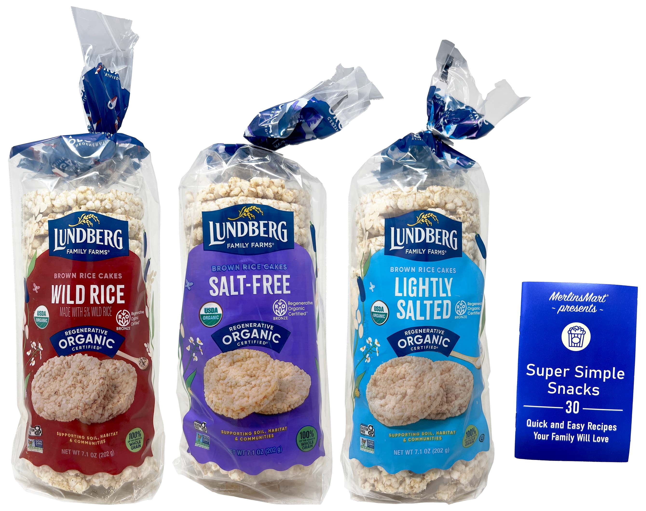 Lundburg Rice Cakes 3 Flavor Variety Pack - Wild Rice, Salt-Free, Lightly Salted - 3 Pack | MerlinsMart Zine