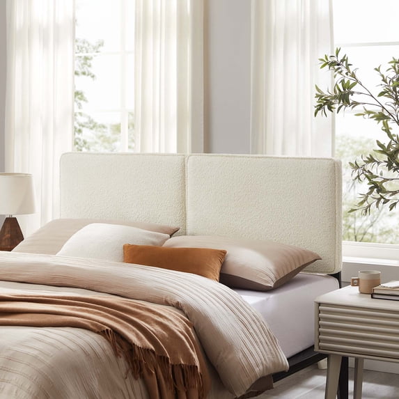 Lindee Boucle Fabric Full Headboard in Cream