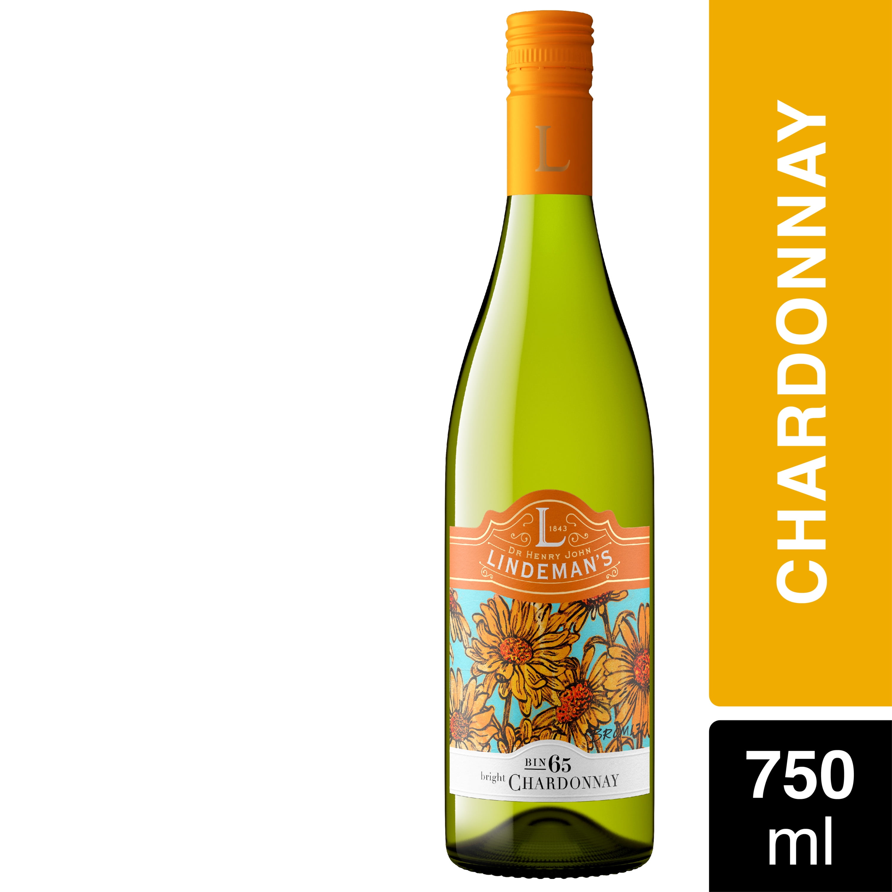 Lindeman's Bin 65 Chardonnay White Wine, 750ml Glass Bottle, 13.5