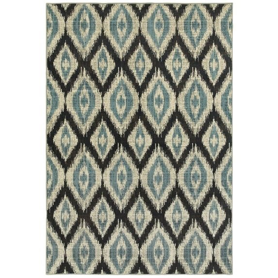 Linden 7825C Blue and Grey Lattice Area Rug 1'10"X3'