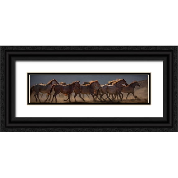 Linden, Sally 24x9 Black Ornate Wood Framed with Double Matting Museum Art Print Titled - Running Flames