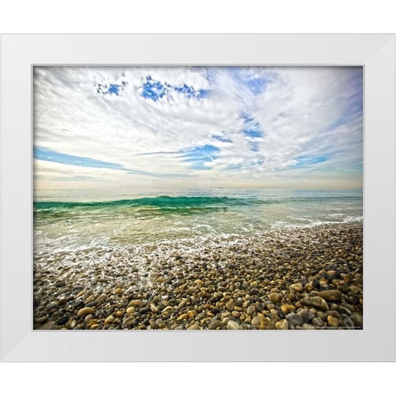 Linden, Sally 32x26 White Modern Wood Framed Museum Art Print Titled - Emerald Wave