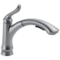 Linden Single Handle Pull-Out Kitchen Faucet in Arctic Stainless 4353-AR-DST