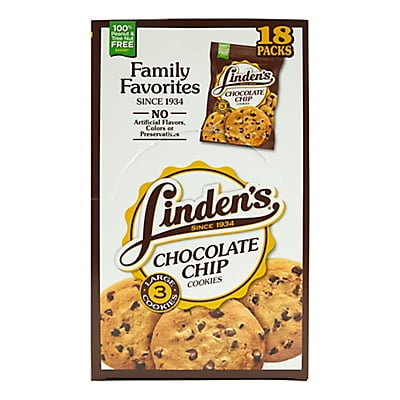 Linden's Chocolate Chip Cookies - 18 Packs of 3 Cookies Each