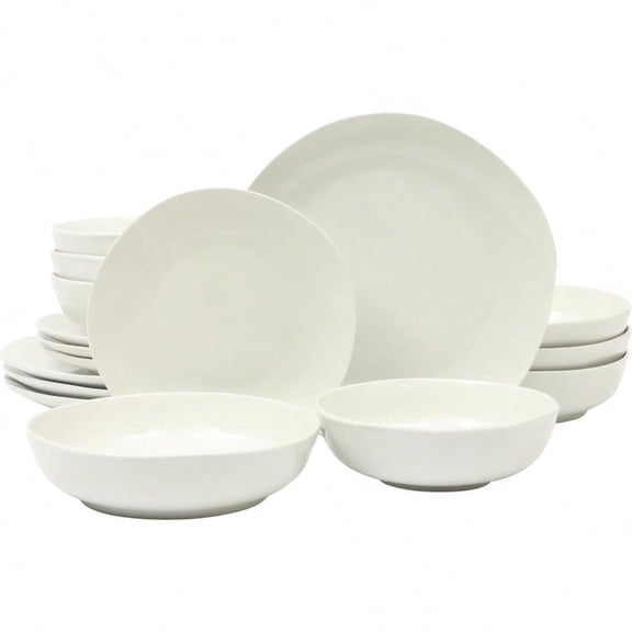 Lindendale 16 Piece Porcelain Ceramic Plates and Bowls Dishes Scratch and Chip Resistant Service for 4 Dinnerware Set