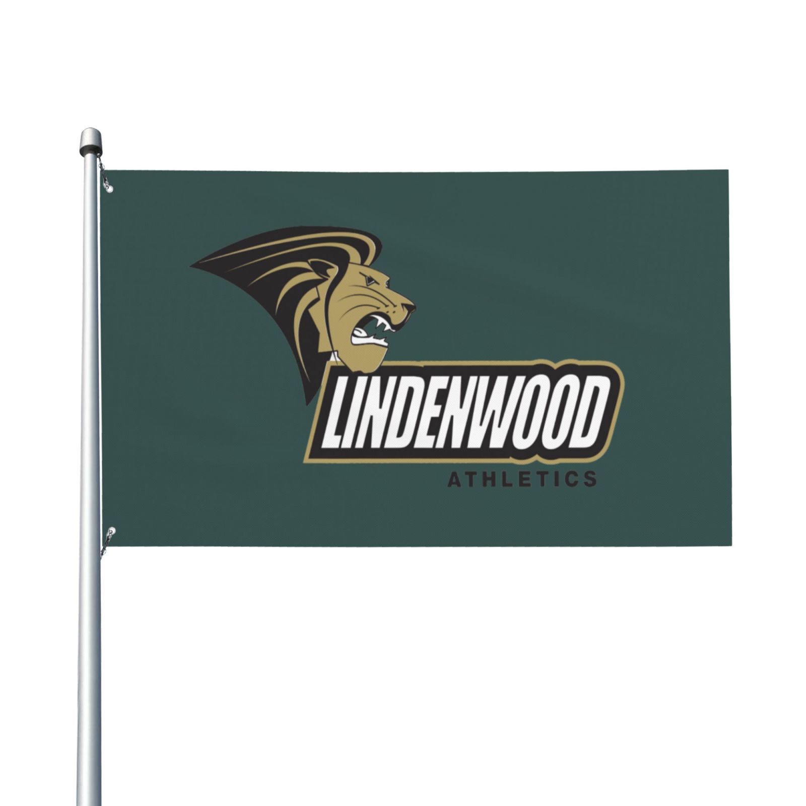 Lindenwood University Flag 3x5 Outdoor ,Sewn Stripes, Stronger Brass