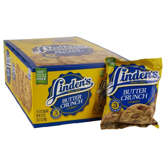 Linder's Butter Crunch Cookies, 1.8 oz Packs, 18 Count Multipack