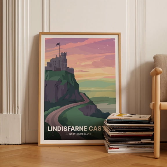 Lindisfarne Castle Travel Poster Northumberland Holy Island Style Wall Art C201589