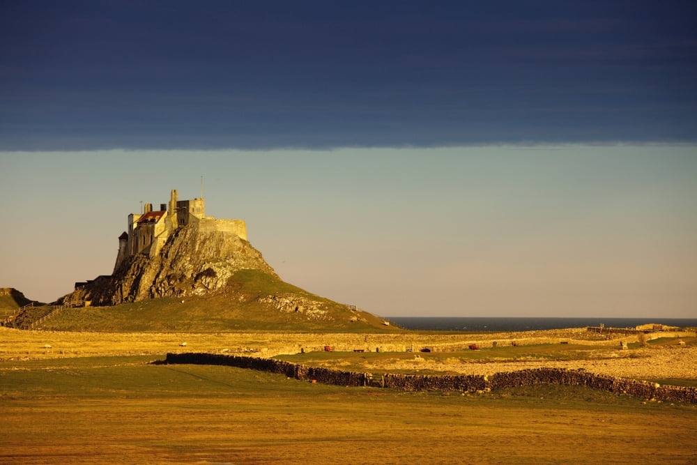 Lindisfarne Northumberland England A Castle On The Tidal Island Also Known As Holy Island Canvas Art - John Short Design Pics (19 x 12)