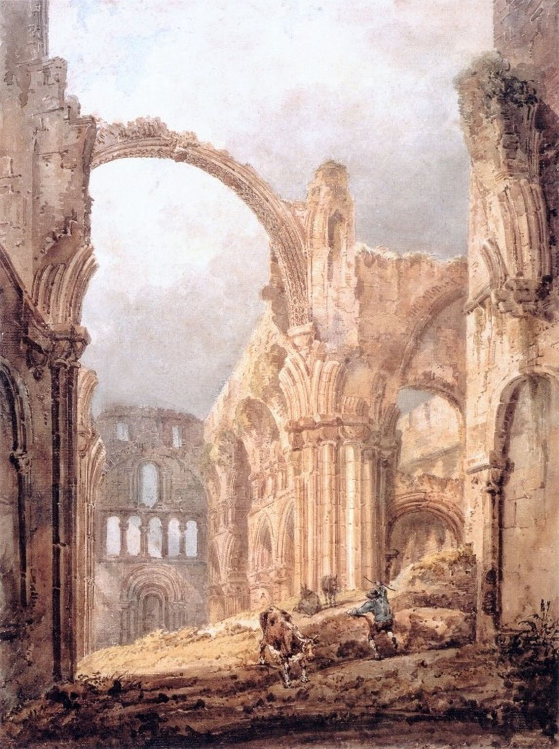Lindisfarne Priory c1797 Canvas Art - Thomas Girtin (24 x 36)
