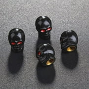 Lindmeyers 4x Black Skull Tire Wheel Universal Valve Stem Caps Covers Car/Motorcycle