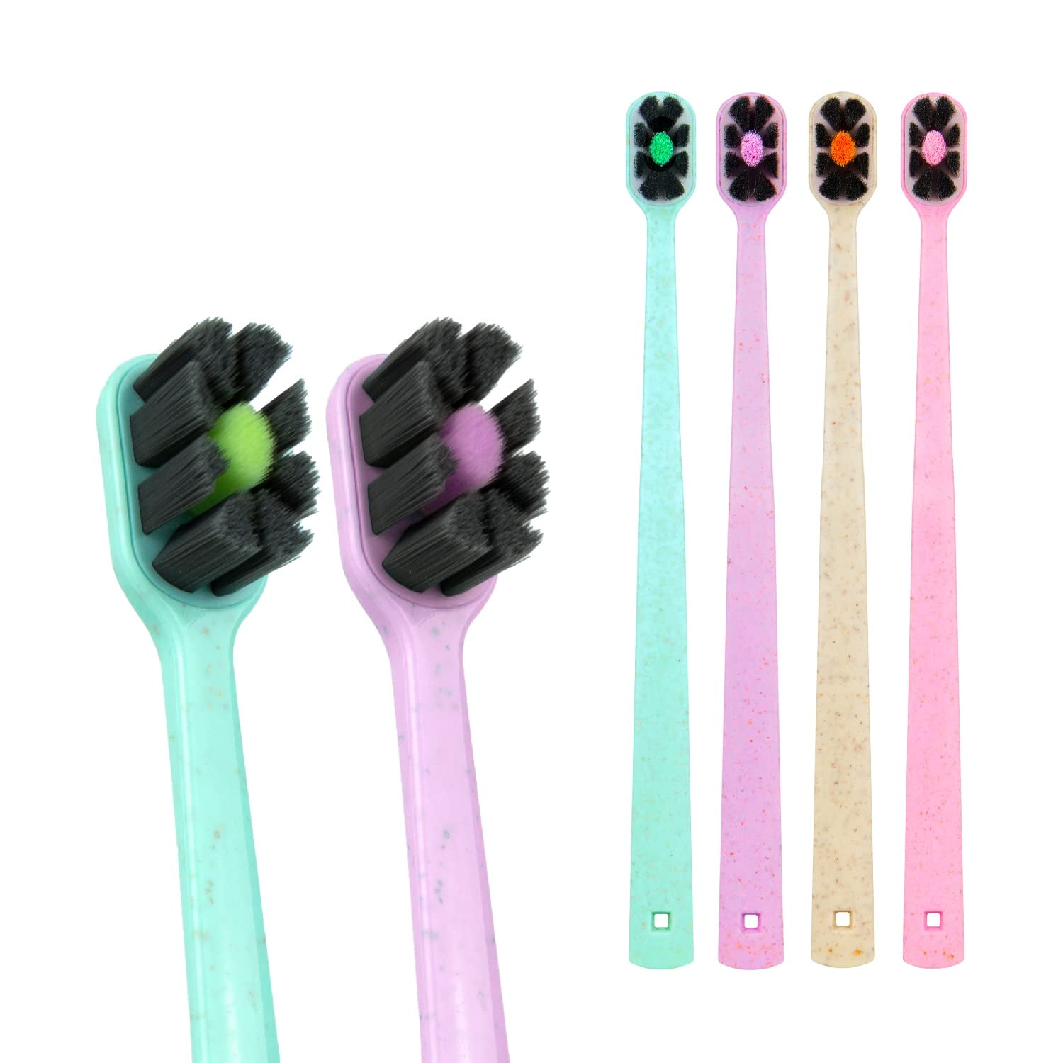 Lindo EcoCare Polishing Toothbrush JB28 Charcoal Infused Bristles & Biodegradable Handle, for