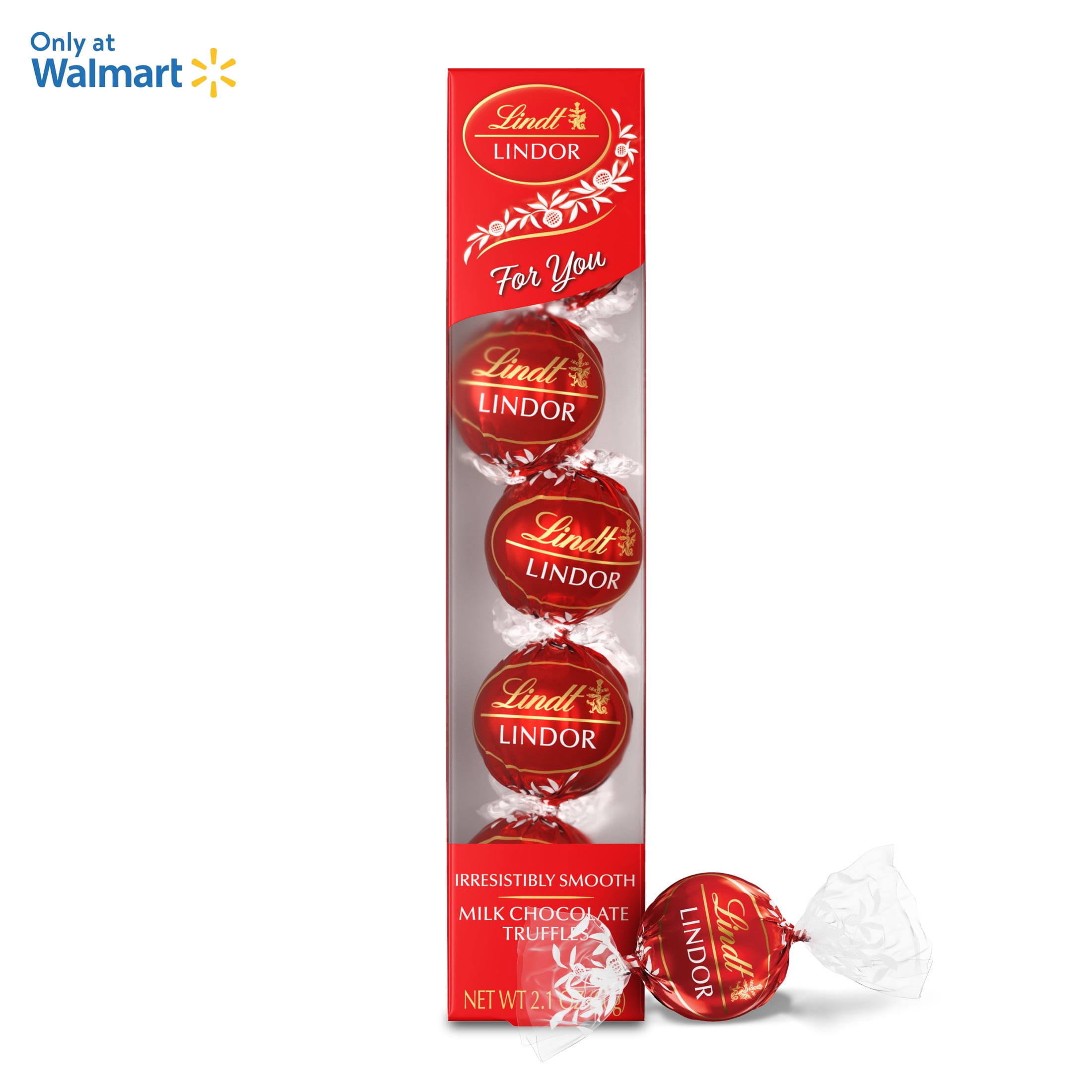 Lindt LINDOR Milk Chocolate Candy Truffles Favor Gift Box, 2.1 oz.