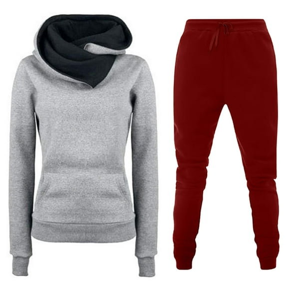 Lindreshi 2 Piece Sweat Suits for Women Clearance Women's Fashion Fall Winter Outfits Sports Tracksuits Long Sleeve Pullover Hoodies Pants Suit