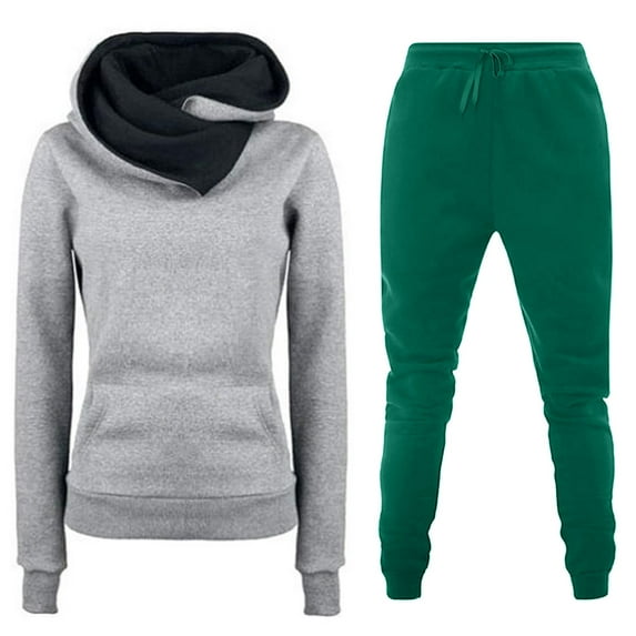 Lindreshi 2 Piece Sweat Suits for Women Clearance Women's Fashion Fall Winter Outfits Sports Tracksuits Long Sleeve Pullover Hoodies Pants Suit