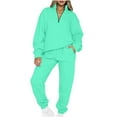 thumbnail image 1 of Lindreshi 2 Piece Sweat Suits for Women Women's Fashion Casual Solid Color Zipper Lapel Sweater Top + Pants Set, 1 of 5