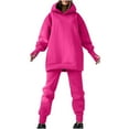 thumbnail image 1 of Lindreshi 2 Piece Sweat Suits for Women Women's and Winter Casual Plush Fashion Hooded Long Sleeve Leaky Finger Trousers Fleece Sweater Two-Piece Set, 1 of 6