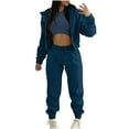 thumbnail image 1 of Lindreshi 3 Piece Sweat Suits for Women Women's Winter Clothes Fleece Sweater Hooded Casual Sports Suit Women's Tank Hooded Jacket Pants Three Piece Set, 1 of 6