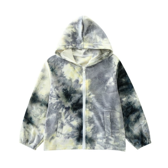 Lindreshi Baby Boy Clothes Clearance Toddler Kids Baby Girls Boys Tie-Dye Jacket Zipper Hooded Windproof Coat Clothes