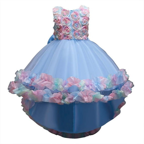 Lindreshi Baby Girl Clothes Children Dress Girl No Sleeve Princess Dress Flower Tail Dress Skirt Skirt Net Gauze Dress Canonicals