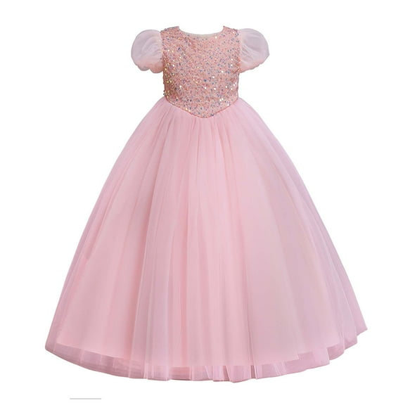 Lindreshi Baby Girl Clothes Children Dress Girl Puff Sleeve Princess Dress Long Sequin Dress Canonicals
