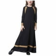 thumbnail image 1 of Lindreshi Baby Girl Clothes Muslim Long Dress Medium Big Girls Long Sleeve V Neck Colorblock Dress, 1 of 6