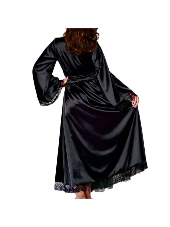 Bath Robes Female Women Sexy Long Silk Kimono Dressing Gown Bath Robe Lingerie Nightdress