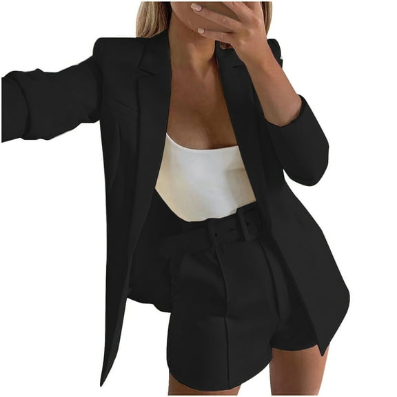 Lindreshi Blazer for Women Women Business Attire Solid Long Sleeve Suit Collar Slimming Cardigan Suit Coat Tops Jacket
