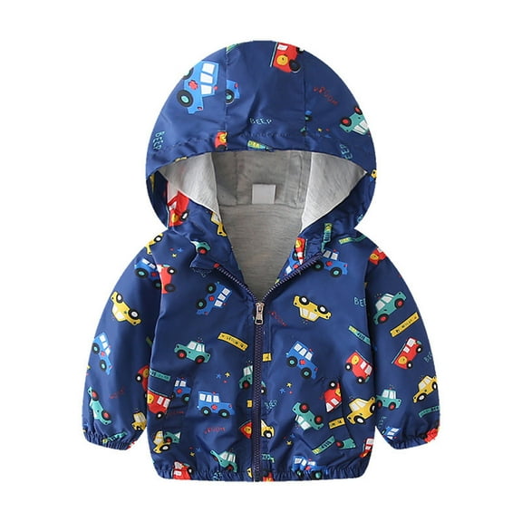 Lindreshi Boys Winter Coat Clearance Toddler Kids Baby Grils Boys Car Print Jacket Zipper Hooded Windproof Coat
