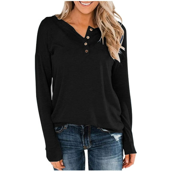 Lindreshi Button down Shirts for Women Long Sleeve Clearance Women Loose Buttons Casual Long Sleeve Pullover Sweatshirts Tops Blouses