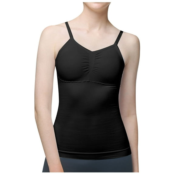 Lindreshi Camisole Tops for Women 2024 Women's Solid Color Shaping and Belly Tightening Seamless Body Strap Round Neck Vest