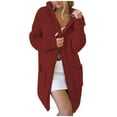 thumbnail image 1 of Lindreshi Cardigan Sweaters for Women Women's Casual Solid Outfits Chunky Knit Open Front Hooded Sweaters Long Sleeve Cardigan Outerwear Coats with Pocket, 1 of 6