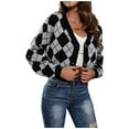 thumbnail image 1 of Lindreshi Cardigan Sweaters for Women Cardigans for Women Cover up Lightweight Casual Rhombic Lattice Blouses Knit Open Front Short Sweater, 1 of 9
