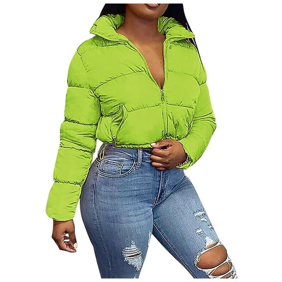 Lindreshi Cardigan Sweaters for Women Plus Size Clearance Fashion Women Stand-up Collar Cardigan Down Jacket Outerwear Padded Coat