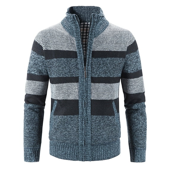 Lindreshi Cardigan Sweaters for Women Plus Size Mens Zip Up Knitted Cardigan Thick Sweater Stand Collar Fleece Lined Warm