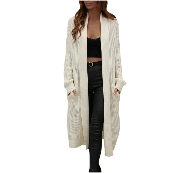 Lindreshi Cardigan Sweaters for Women Woman Fashion Long Sleeves Solid Color Loose Tops Blouse Sweater Cardigan