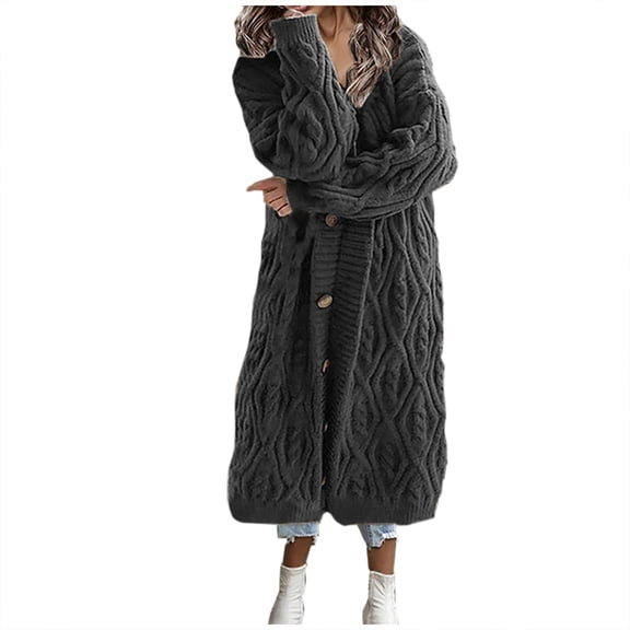 Lindreshi Cardigan Sweaters for Women Women Casual Solid Knitting Loose Cardigan Long Sleeve Sweaters Tops