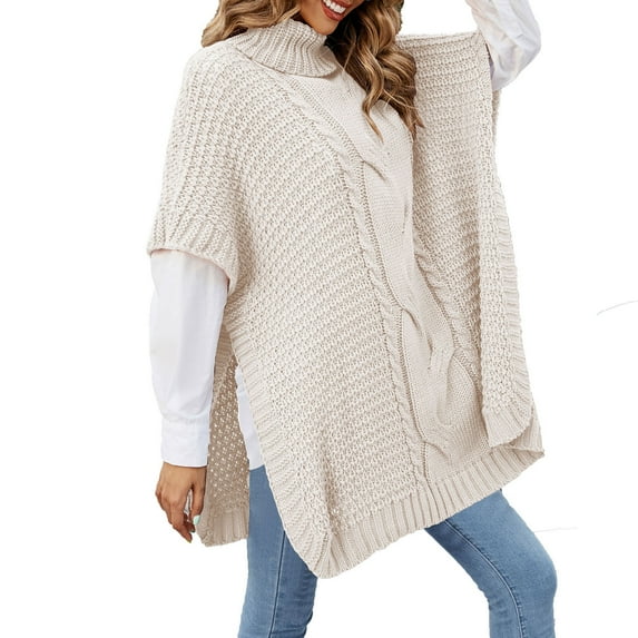 Lindreshi Cardigan Sweaters for Women Women's Autumn and Winter High Neck Dough Shawl Sweater Loose Round Neck Sweater