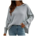 thumbnail image 1 of Lindreshi Cardigan Sweaters for Women Women's Fashion Sweater Coat Top Round Collar Loose Sleeve Split Coat, 1 of 8